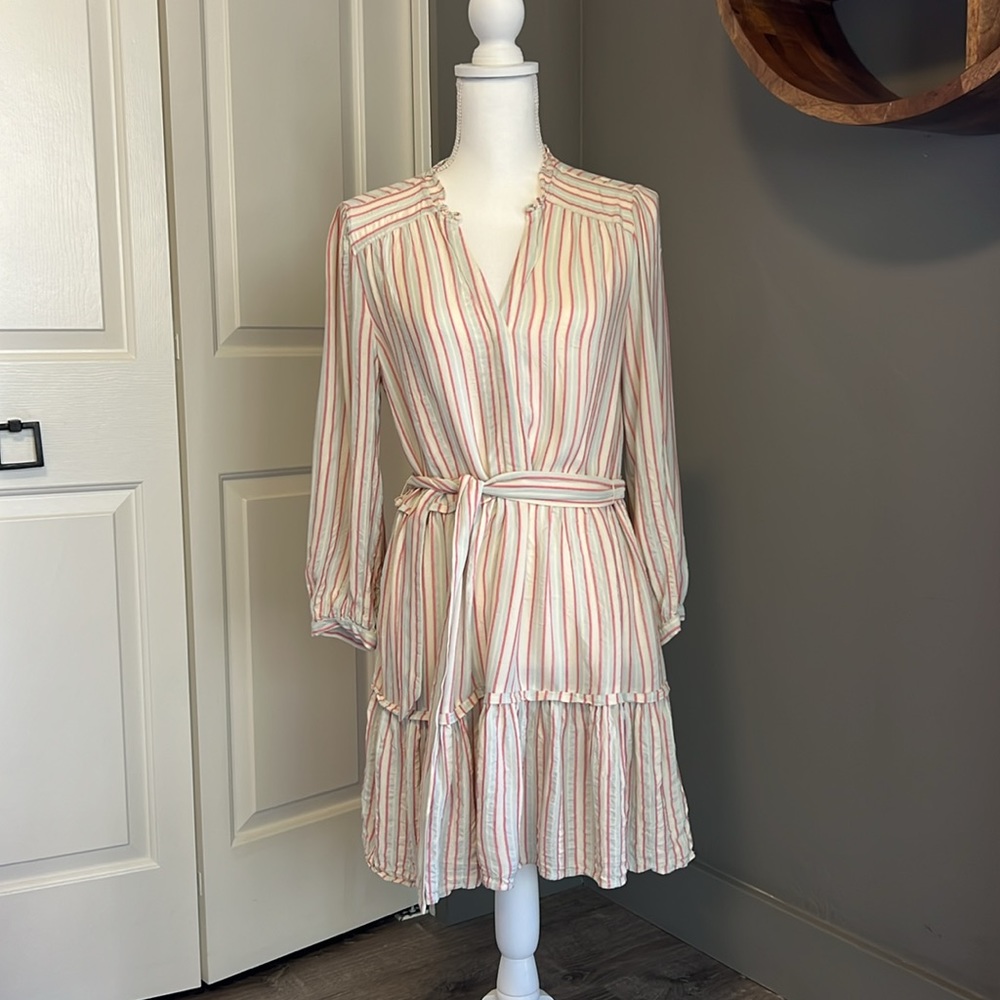 Paige Kylenn Striped Mini Dress in Blue Grey Multi Size Small